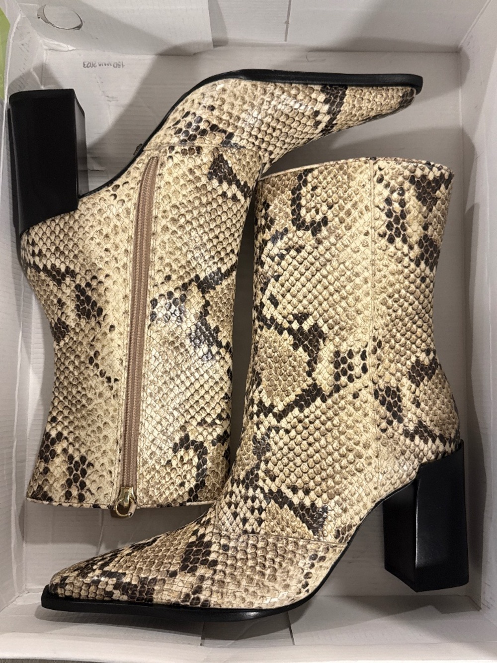 Schutz Raffaela Mid-Calf Snake-Print Leather Boots